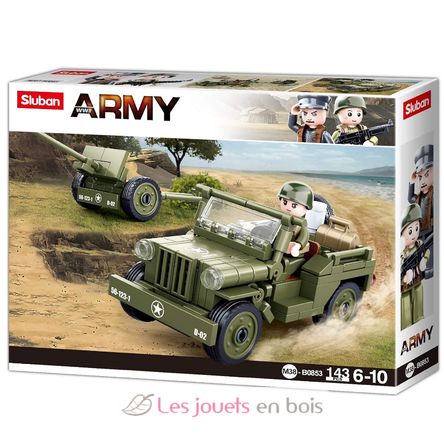Army WWII - Jeep con cannone antiaereo SL-M38-B0853 Sluban 1
