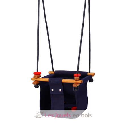 Altalena per bambini in legno e tessuto Blu SS-MB-B-EUR Solvej Swings 1