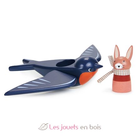 Rondine di legno e il suo amico coniglio TL8387 Tender Leaf Toys 2